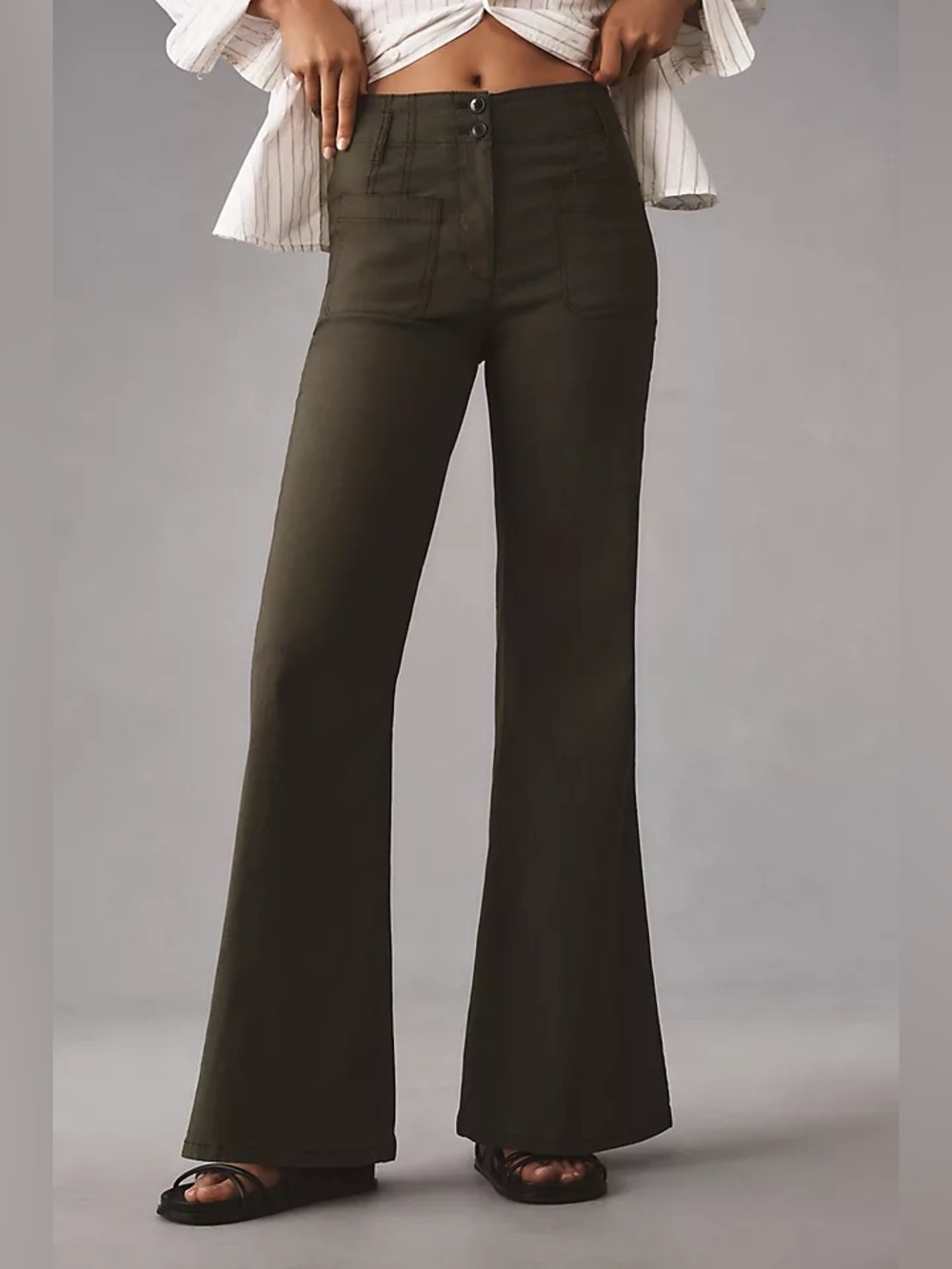 Anthropologie Maeve Tall Junie High-Rise Wide-Leg Flared Trousers